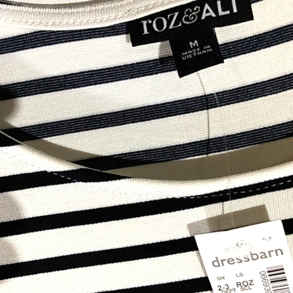 ROZ & ALI BLACK WHITE FIT & FLARE DRESS SIZE MED - Picture 6 of 10